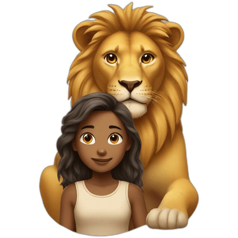 Girl and lion emoji