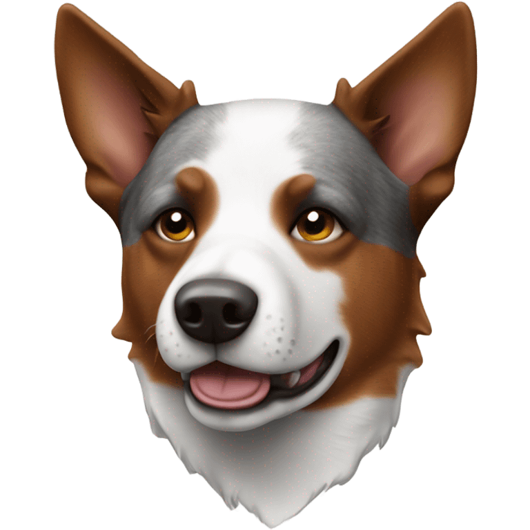 Australian Cattle Dog with a white face and a brown right side emoji