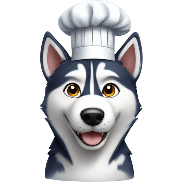 A husky wearing a chef hat emoji