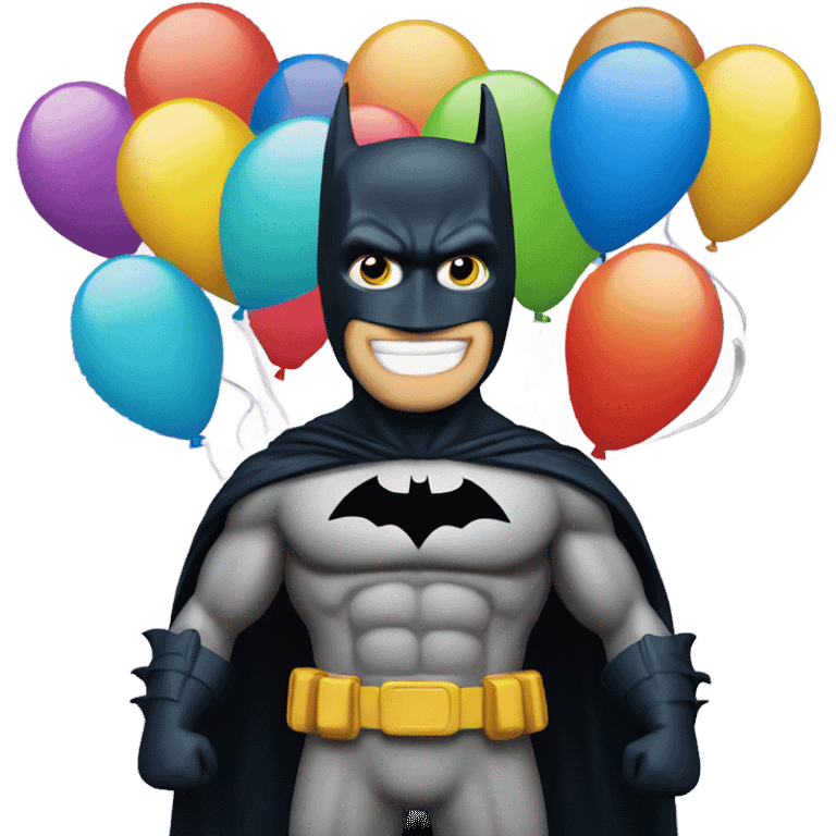 Batman with happy birthday balloons  emoji