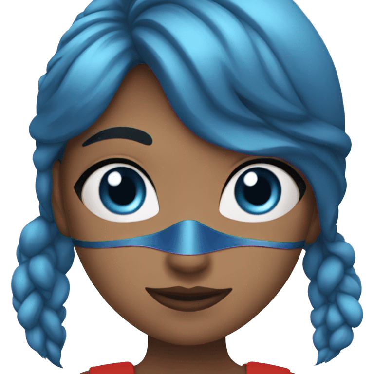 Girl with blue hair , blue eyes , red mask , and red costume  emoji