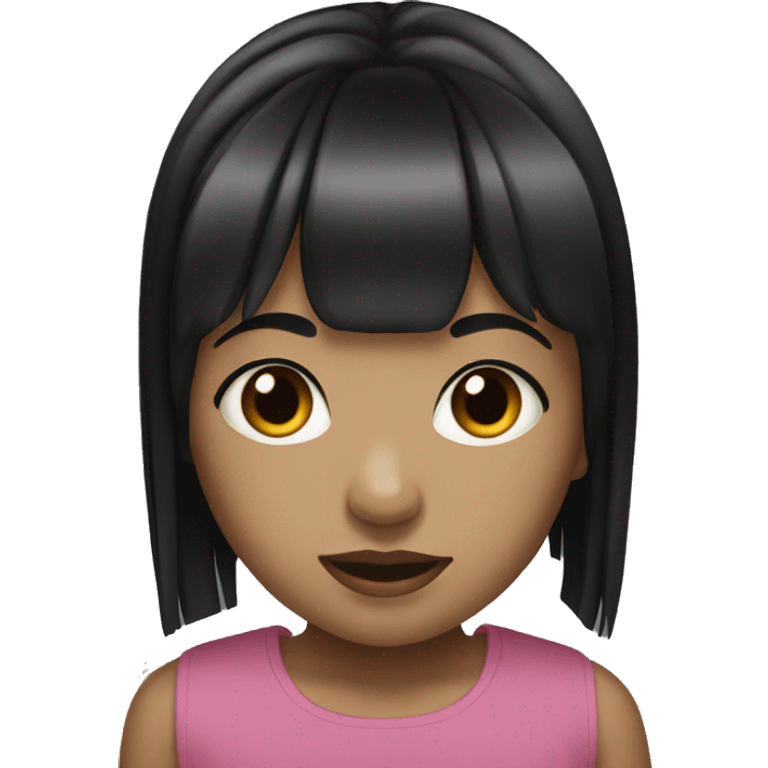 young girl with black hair and a fringe emoji