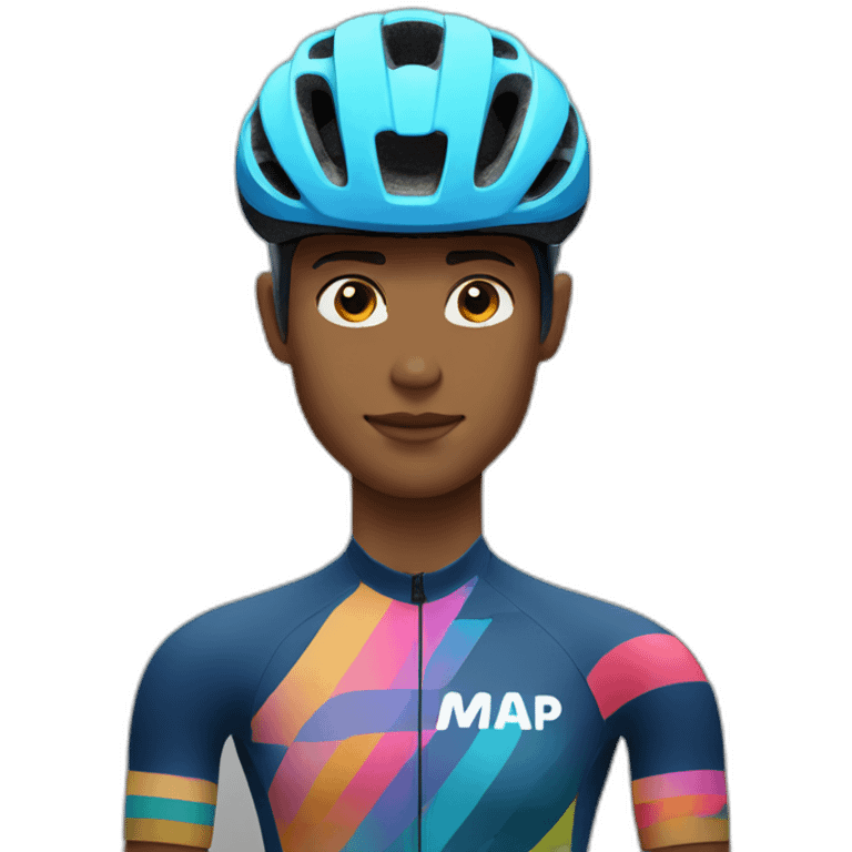 Cyclist wearing Maap jersey and poc helmet emoji