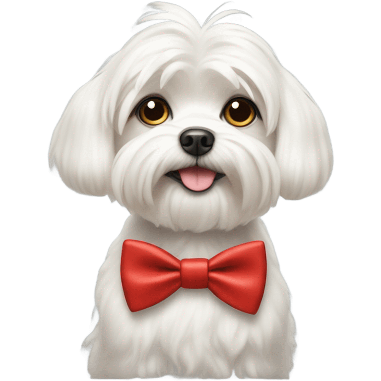 Maltese dog with red bowtie emoji