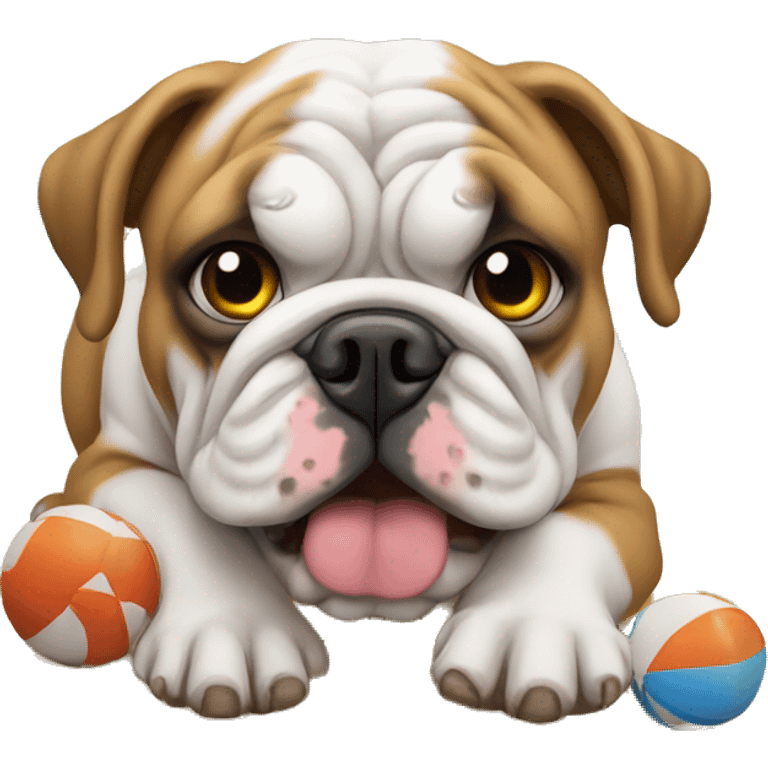 English bulldog at beach emoji