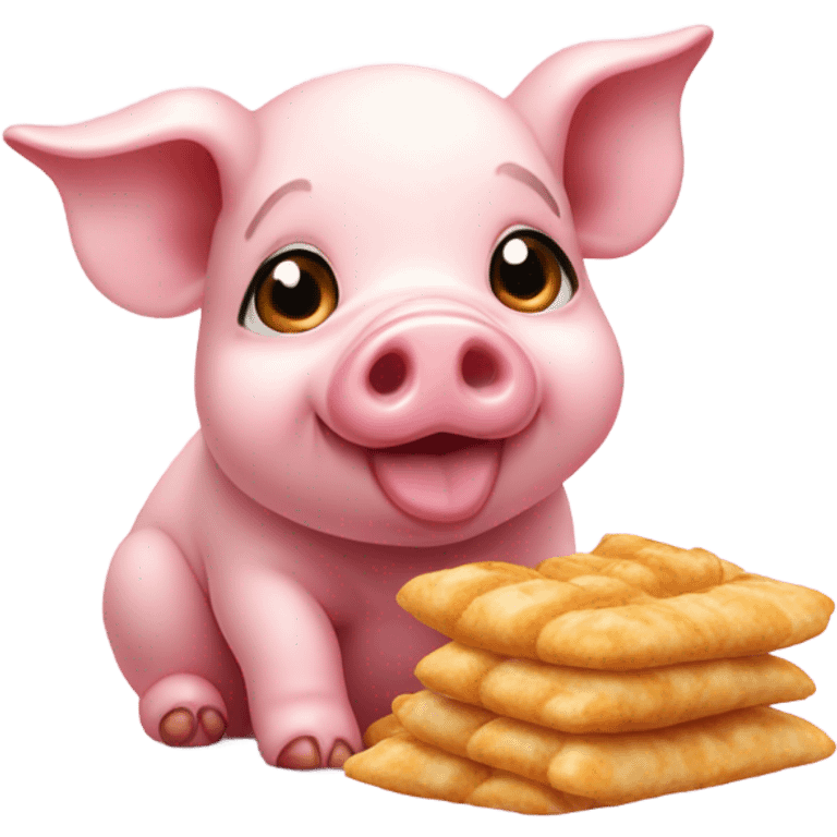 Baby pig eating snacks emoji