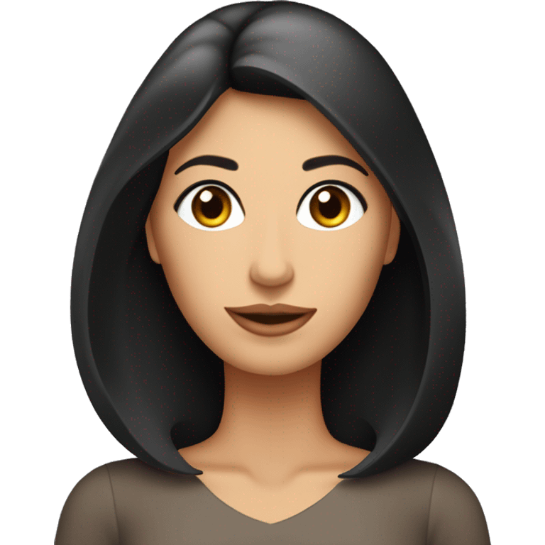 mujer de cabello largo y negro, ojos oscuros, argollas en las orejas, de cara fileña y con ropa elegante  emoji