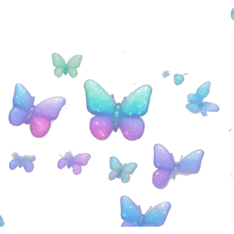 Sparkly Pastel rainbow-gradient iridescent crystal butterfly emoji