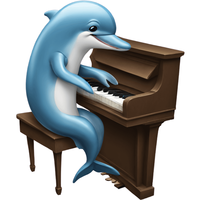 Dolphin playing the piano emoji