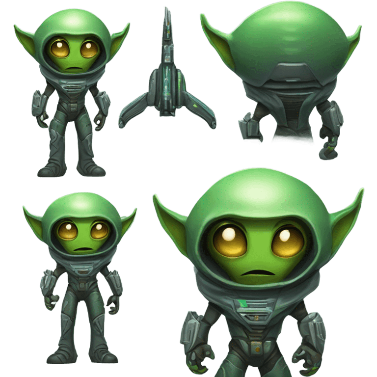 Martian Alien bounty hunter, front and back emoji