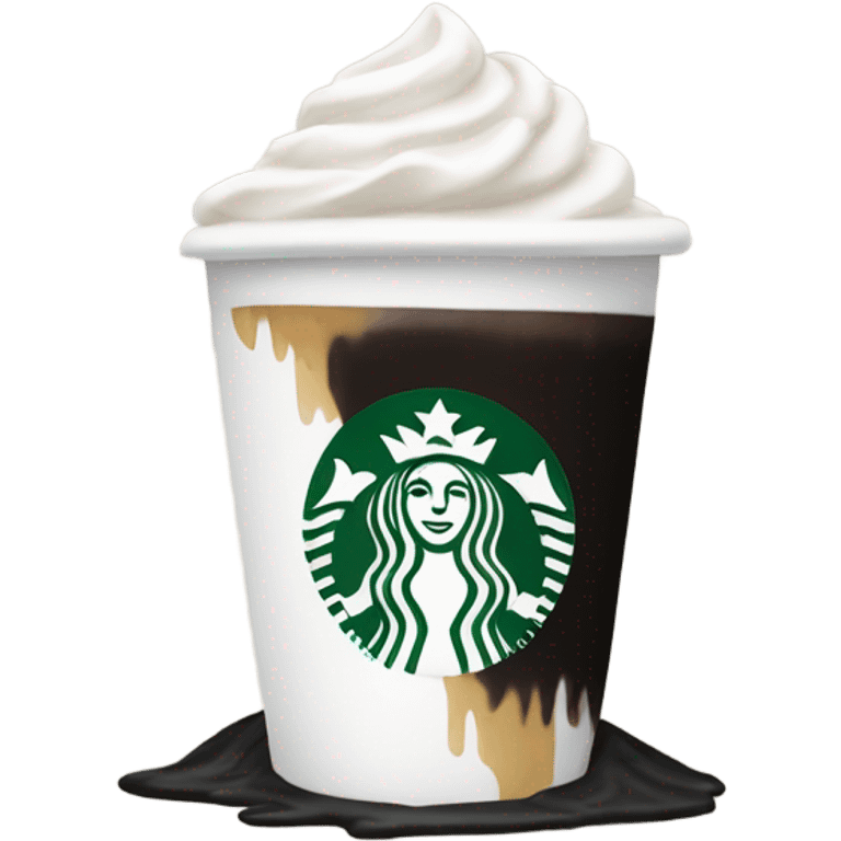 white starbucks with black cream emoji