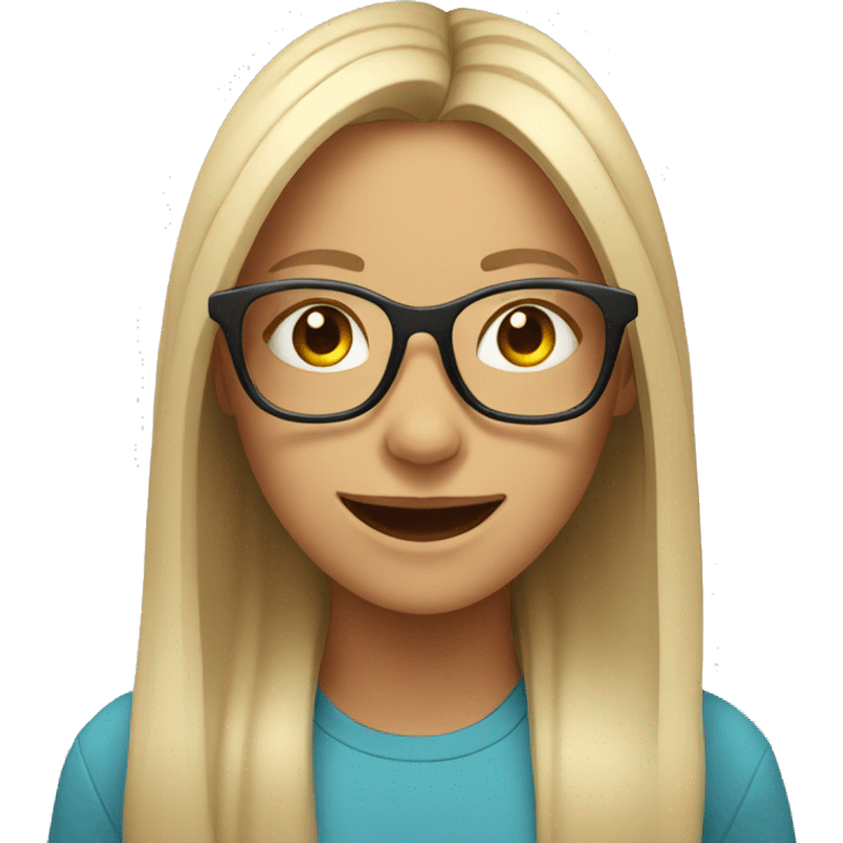 smiling girl with glasses indoors emoji