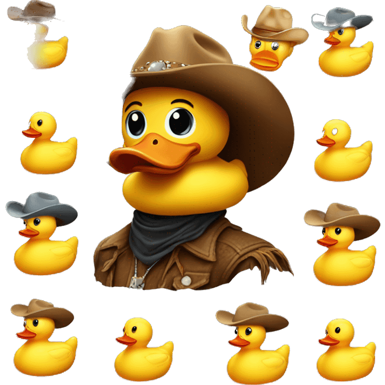 rubber duck with a cowboy hat baby emoji