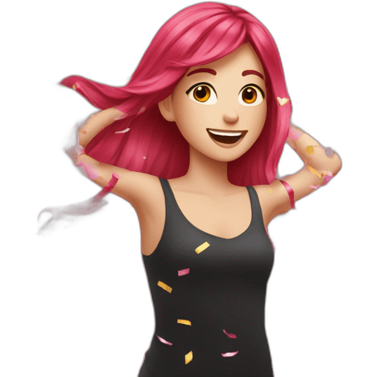 girl-long-straight-rosered-hair-throwing-confetti emoji