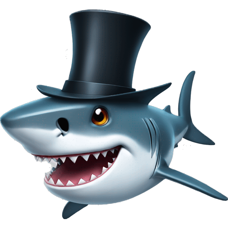 Shark with a top hat emoji