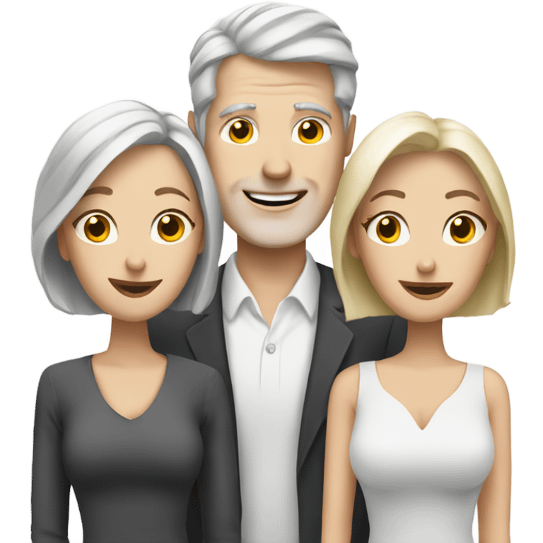 White man with grey hair with two white blonde wives emoji