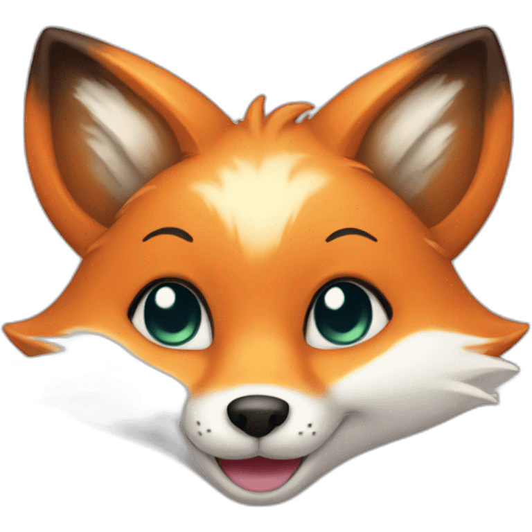 cute fox smiling with aura emoji