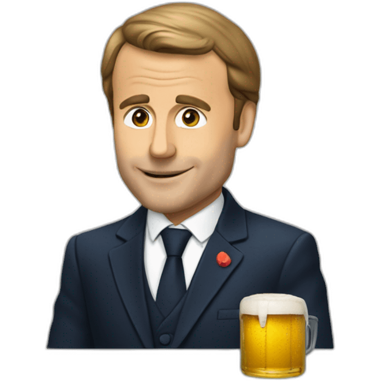 Macron qui bois une bière emoji