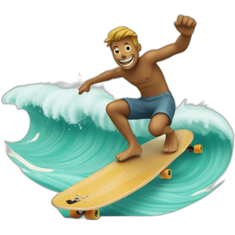 longboarding in wave making hang ten emoji