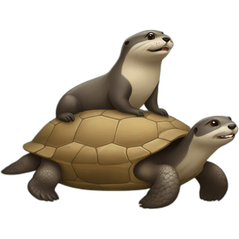 Une loutre sur une tortue emoji