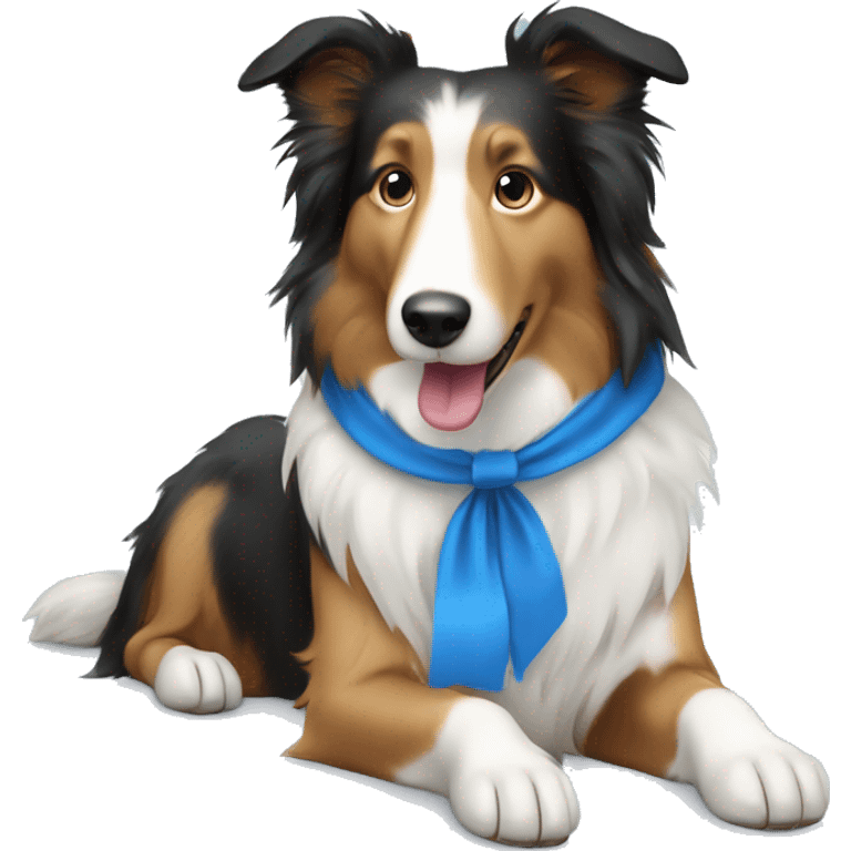 Collie lassie with blue bow emoji