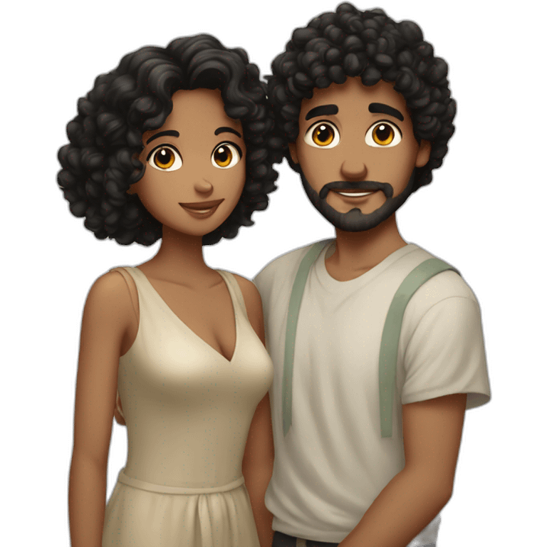 Romantic  couple in greece the boy has a black curly hair emoji