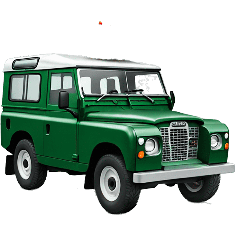 Green landrover with Christmas tree emoji