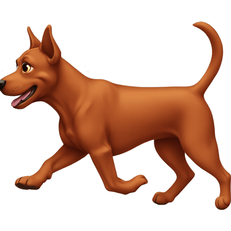 solid red dog with pointed ears running emoji