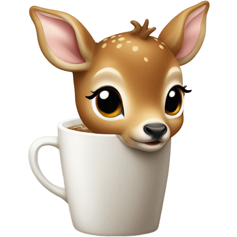 Small Baby deer drinking iced coffee emoji