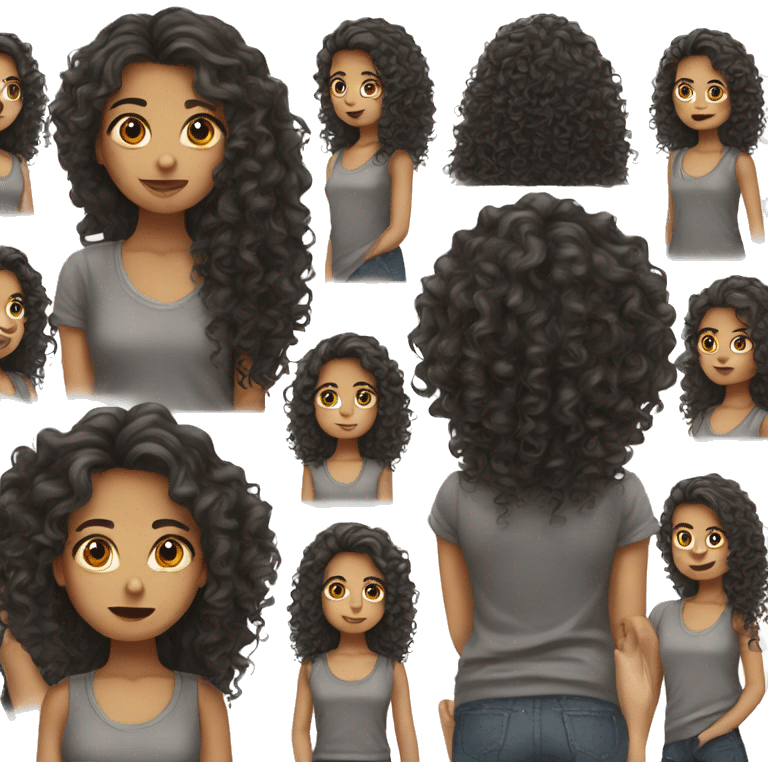 Long dark curly hair girl  emoji