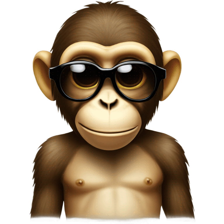 Monkey eating banana wearing sunglasses wearing crop top emoji