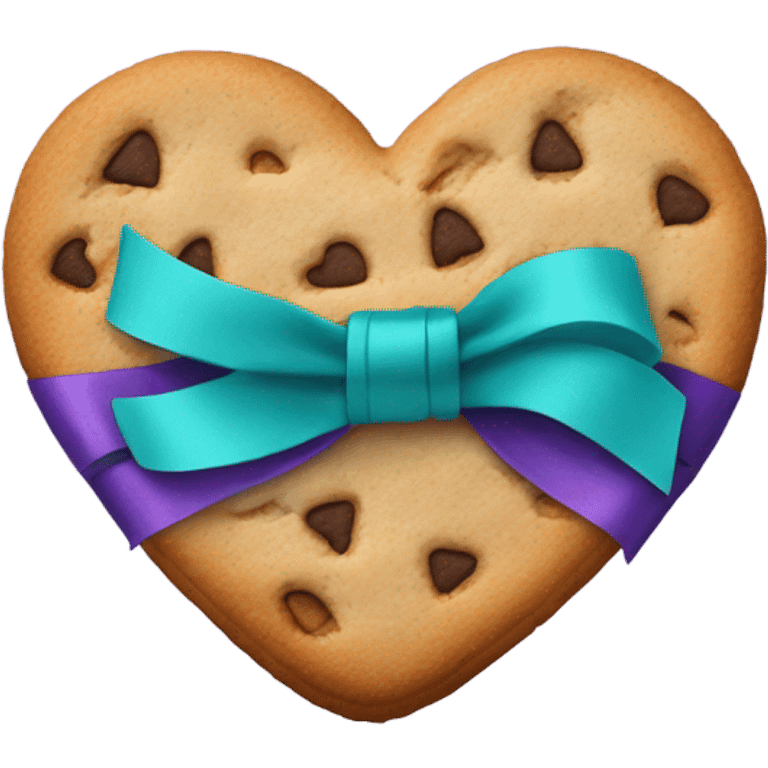 Heart cookie with teal purple support ribbon emoji