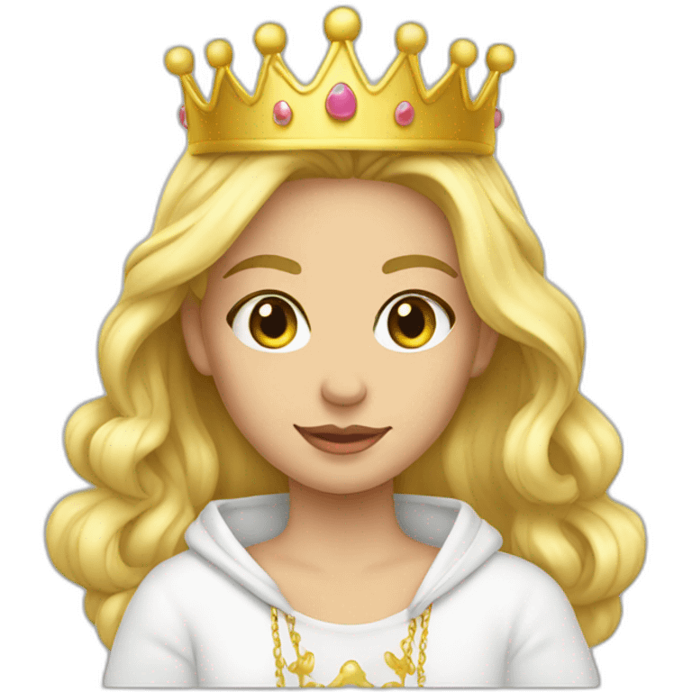 blond princess white with crown hoodie liquid emoji