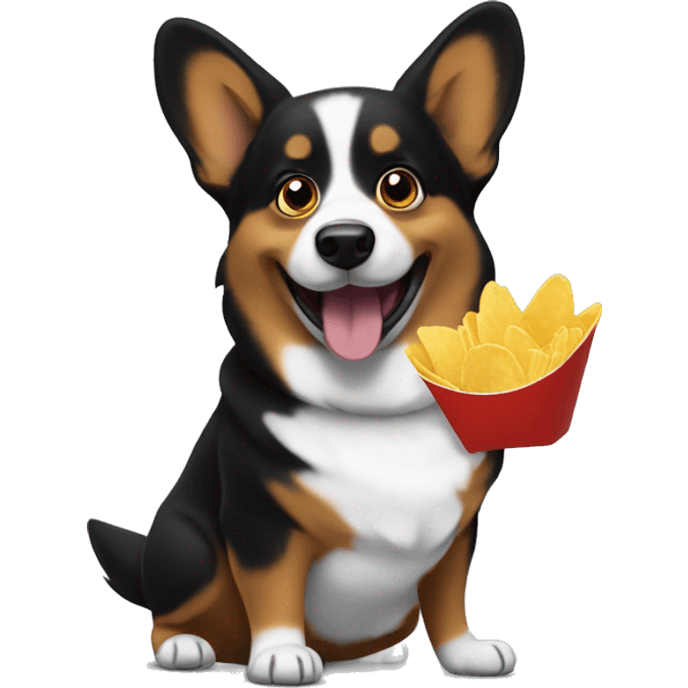 black corgi eat chips  emoji