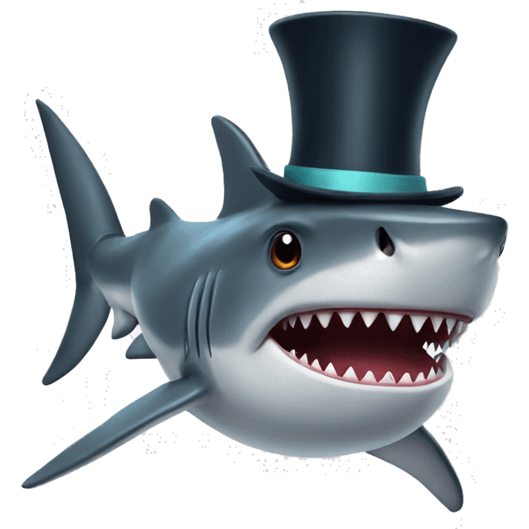 Shark with a top hat emoji