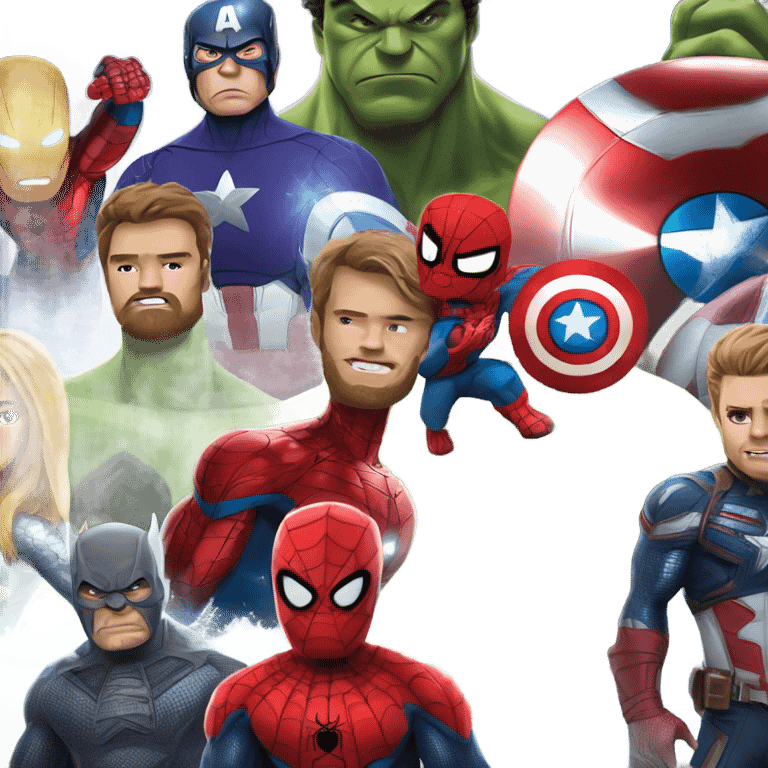 Surfing ironman, hulk ,spiderman ,thanos, Batman ,captain America emoji