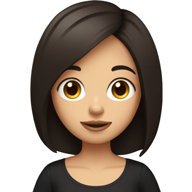 Girl with dark brown bob haircut and fair skin and black t-shirt holding a potato  emoji