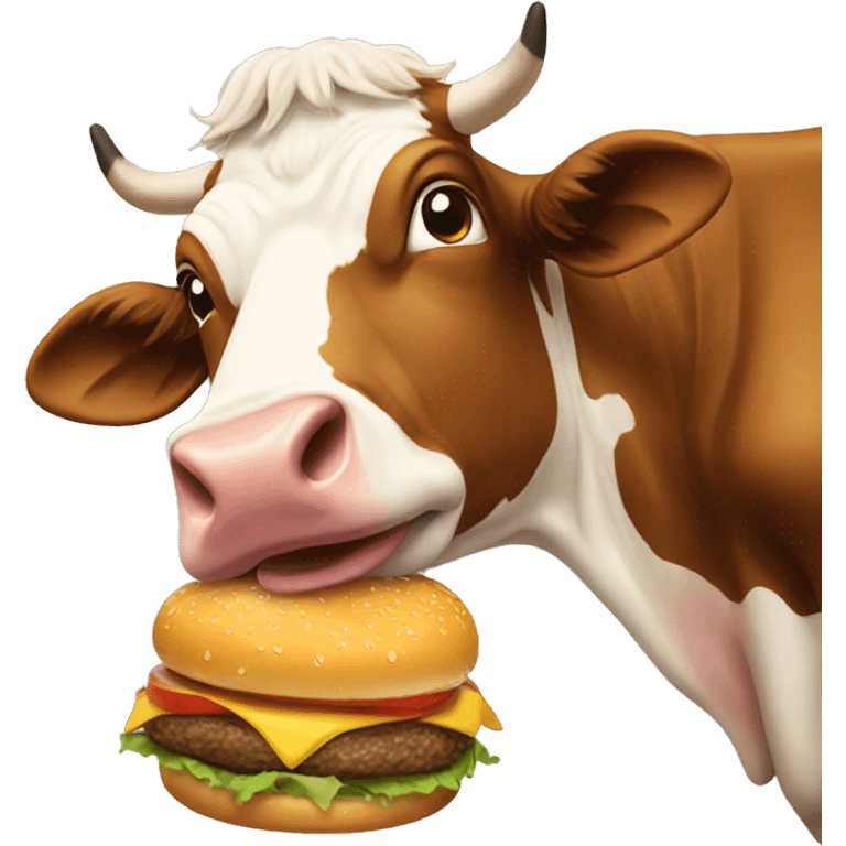 Cow eating burger emoji