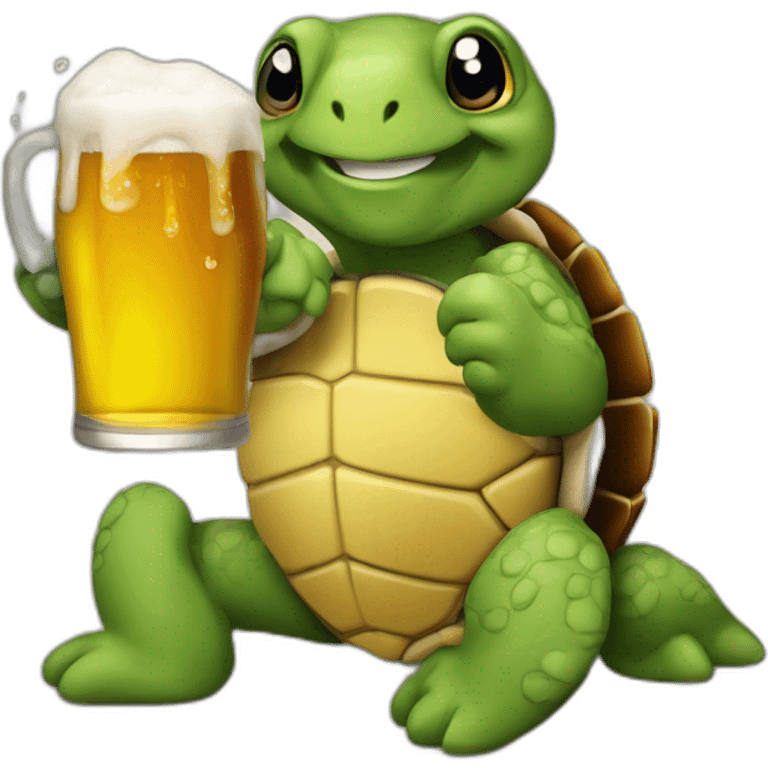 Tortue avec une bière emoji