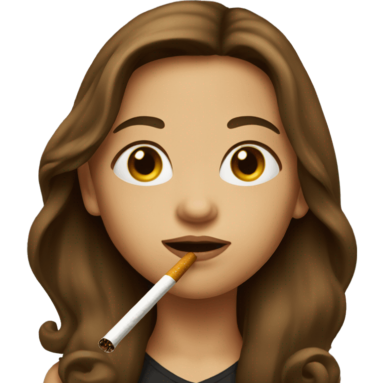 Girl with brown long hair smoking a cigarette  emoji