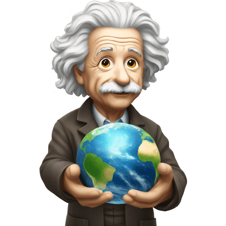 albert einstein holding earth in his hand emoji