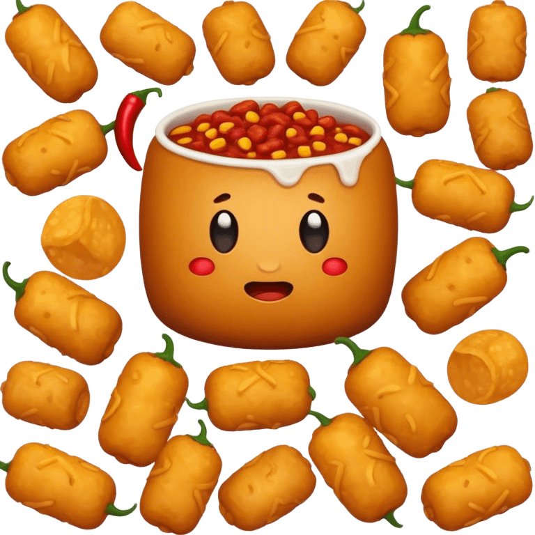 Tater tot covered with chili emoji