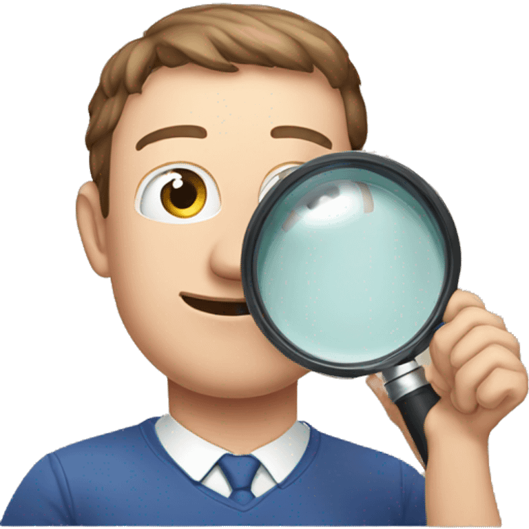 Mark zuckerberg holding a magnifier emoji