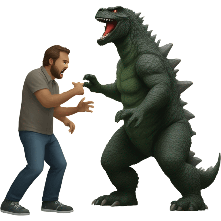 Godzilla fighting Bigfoot  emoji