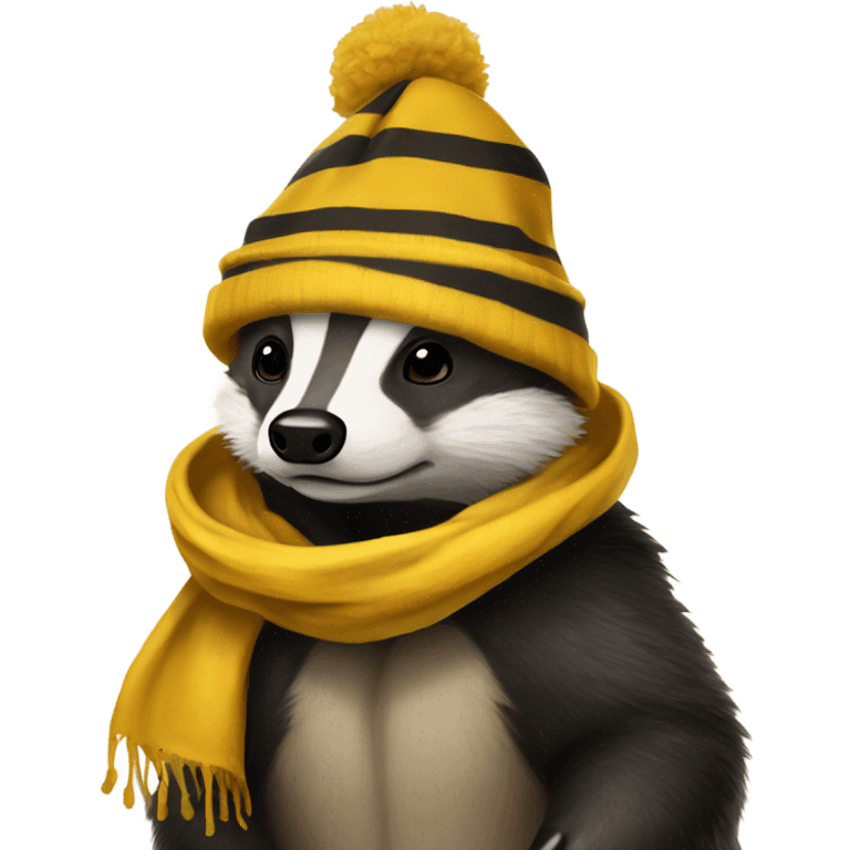 Badger wearing hufflepuff scarf and hat Hogwarts  emoji