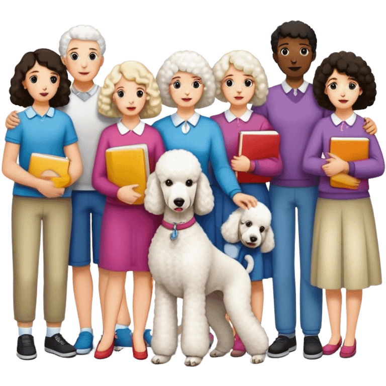 Four families and a white standard poodle emoji