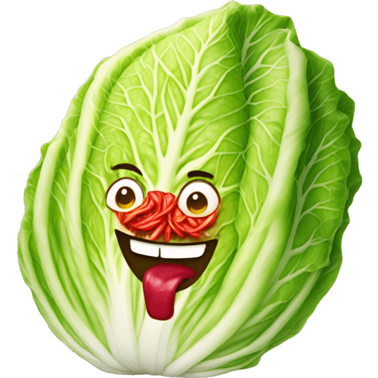 A napa cabbage marinated in a bright red pepper paste emoji