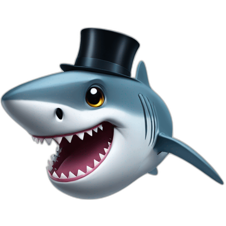 Shark with a top hat emoji