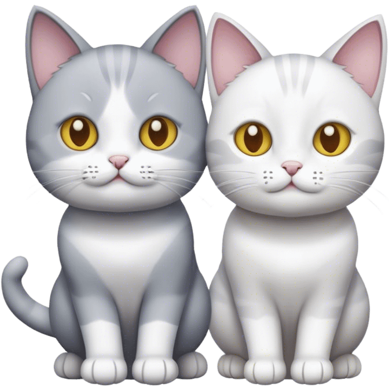 A grey and a white cat emoji