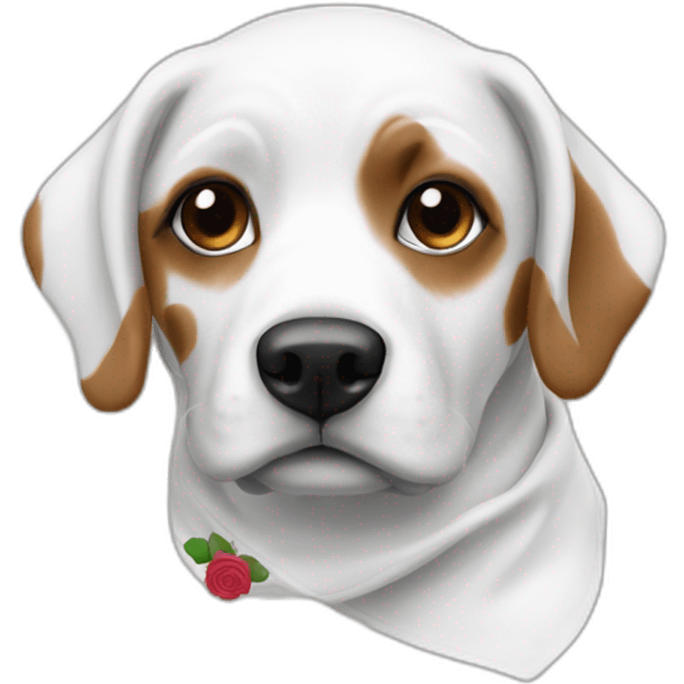 Un bandana rose et blanc sur un chien blanc emoji